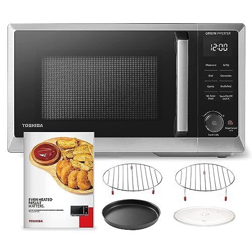 TOSHIBA 6-in-1 Inverter Countertop Microwave Oven Healthy Air Fryer Combo, MASTER Series, Air Fryer, Broil, Convection, Speedy Combi, Even Defrost, Sound On/Off 27 Auto Menu Stainless Steel