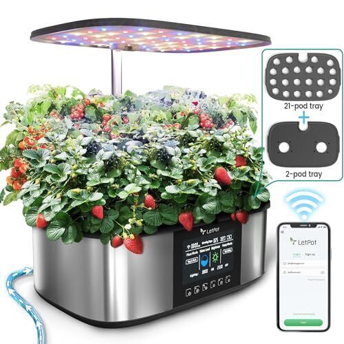 LetPot LPH-Max Hydroponics Growing System Kit, 21 Pods APP & WiFi Automatic Controlled Smart Indoor Garden with 36W LED Grow Light, Auto Drip Irrigation Kits, Self-Managed Nurturing & Watering