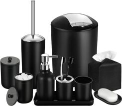 Black Bathroom Accessories Set, 10Pcs Bathroom Accessory Set