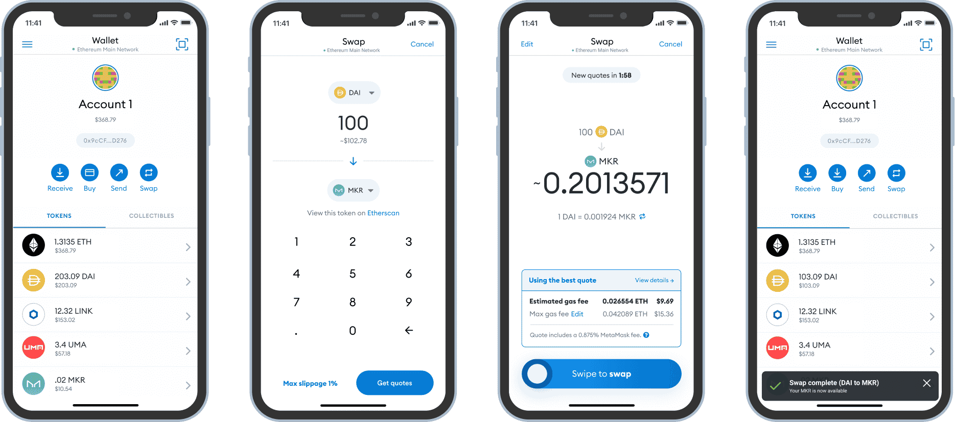 MetaMask Swap Screen