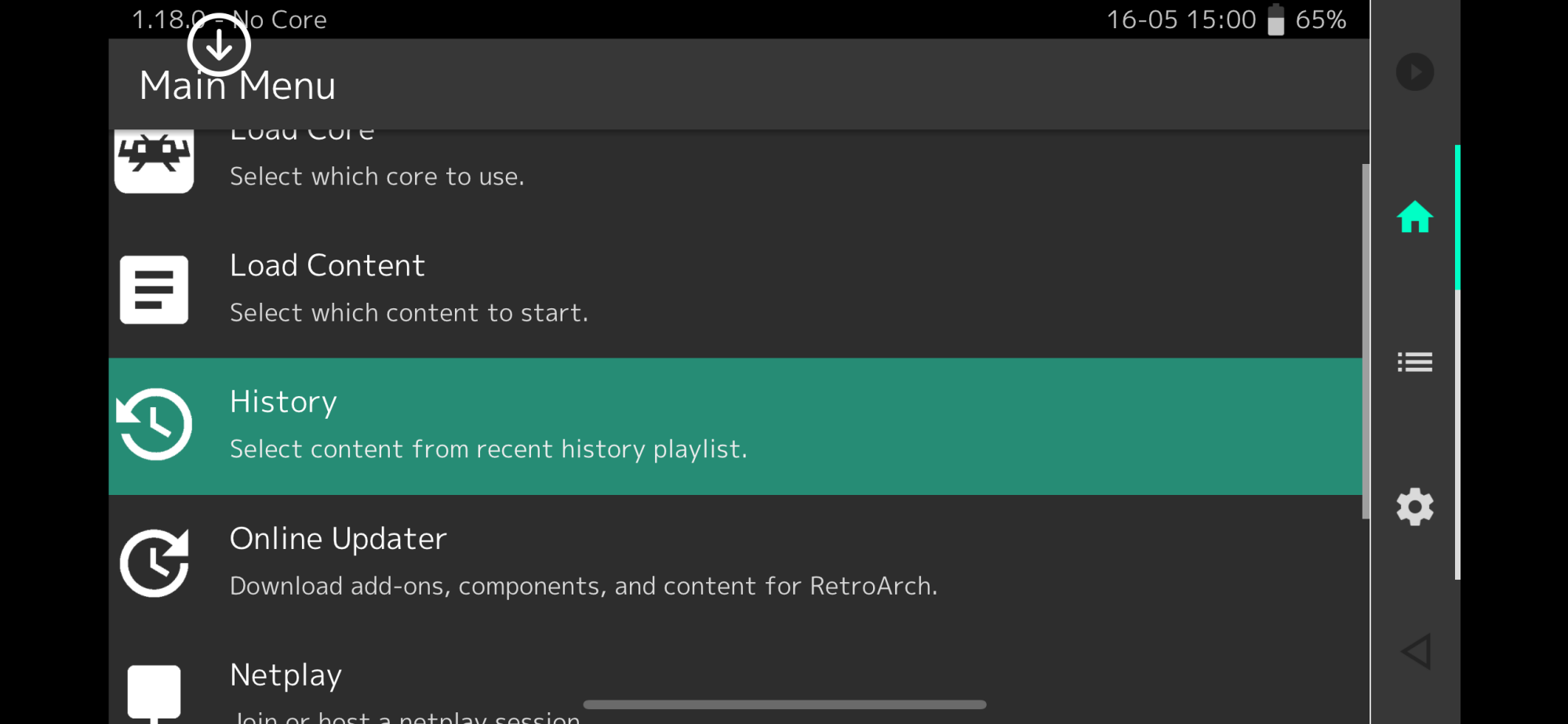 Retroarch menu