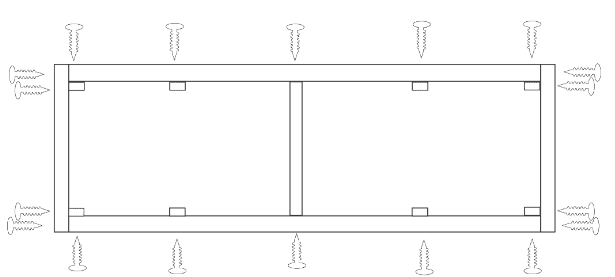 diagram of where to screw through wood