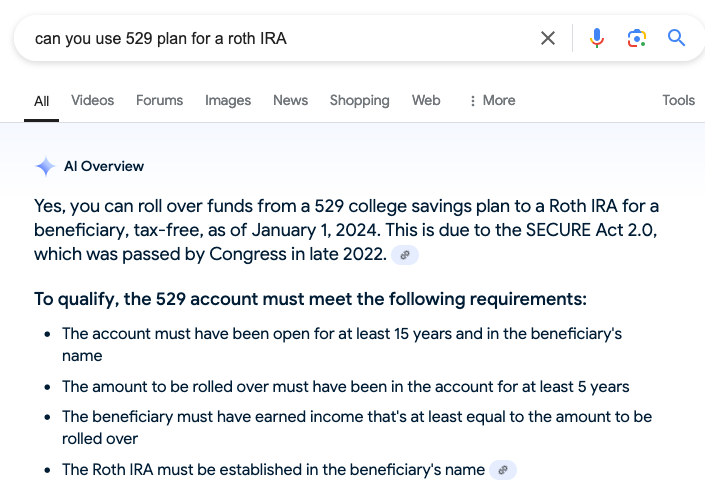 Can you rollover a 529 plan to a roth IRA?