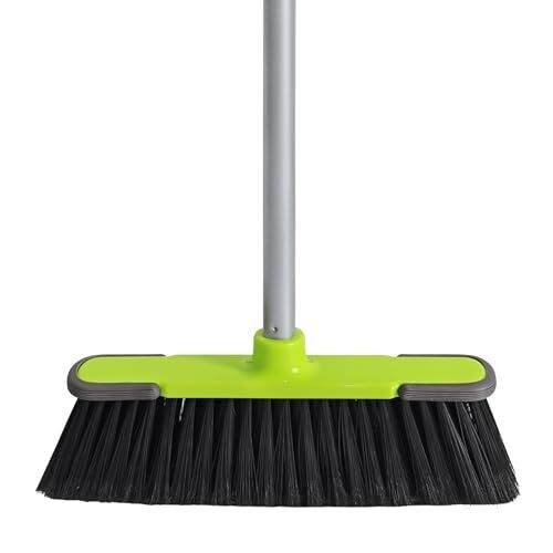 Green Indoor Broom 54 Long Handle House Broom for Floor Cleaning Sweeping Broom for Kitchen, Garage, Lobby, Patio and Garden