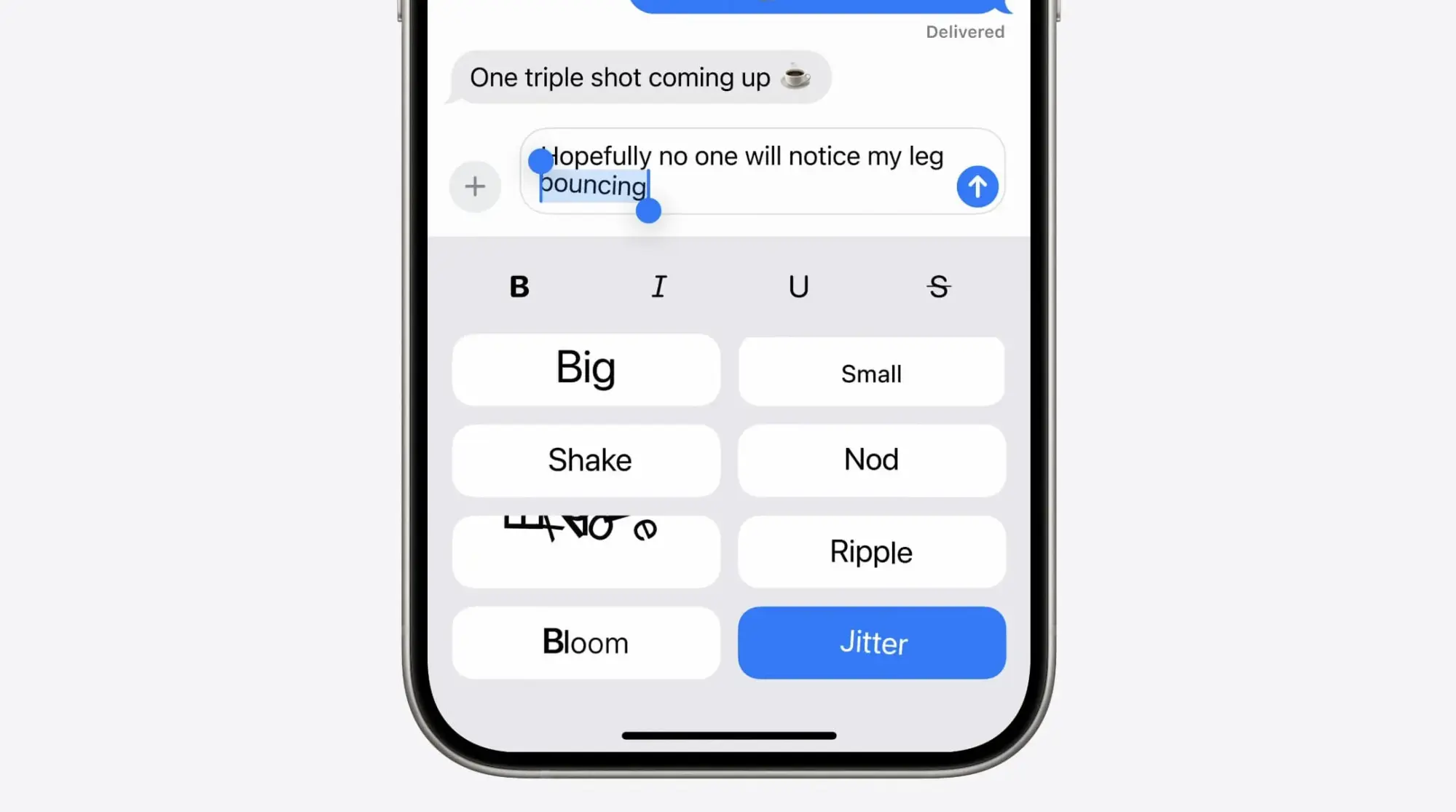 Text effects feature in Messages in iOS 18