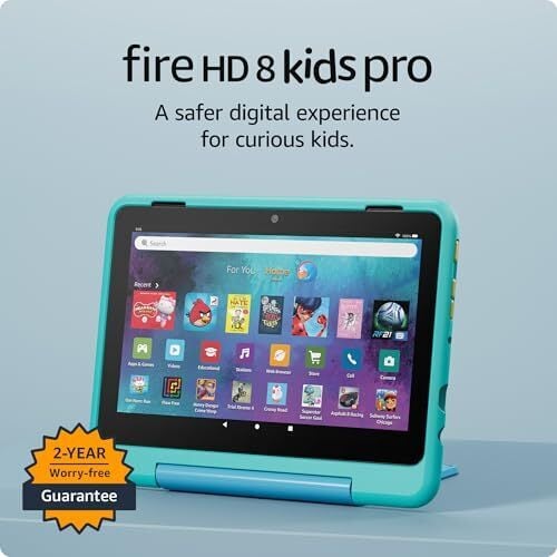 New Amazon Fire HD 8 Kids Pro tablet, ages 6-12 | 3GB memory, 8 HD screen, slim case for older kids, ad-free content, parental controls, 13-hr battery, 32GB, Hello Teal, (2024 release)