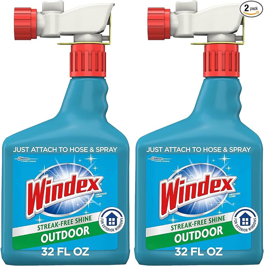 Windex Concentrated Outdoor Glass Cleaner, Patio Cleaner with Hose Attachment