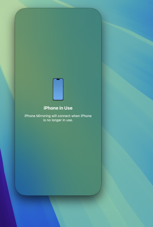 iPhone Mirroring warning message
