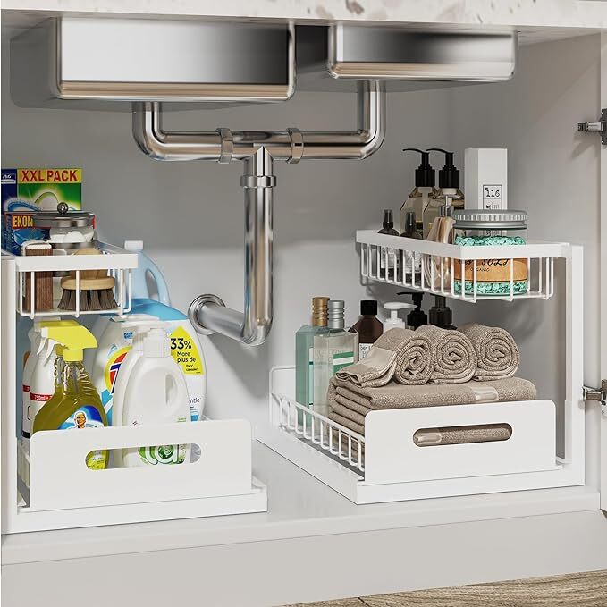 REALINN Under Sink Organizer, Pull Out Cabinet Organizer