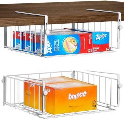 2 Pack Hanging Under Shelf Storage Basket