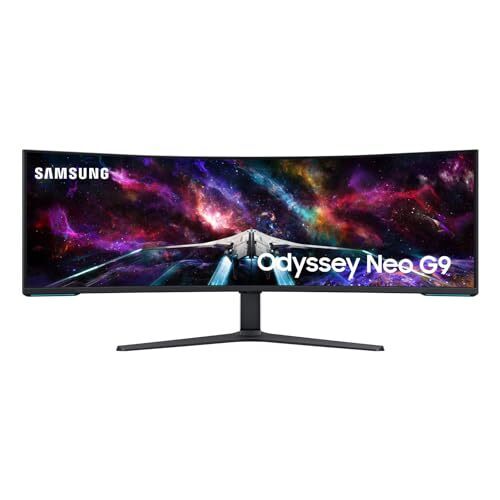 SAMSUNG 57 Odyssey Neo G9 Series Dual 4K UHD 1000R Curved Gaming Monitor, 240Hz, 1ms with DisplayPort 2.1, Quantum Mini-LED, DisplayHDR 1000, AMD FreeSync Premium Pro, LS57CG952NNXZA, 2023