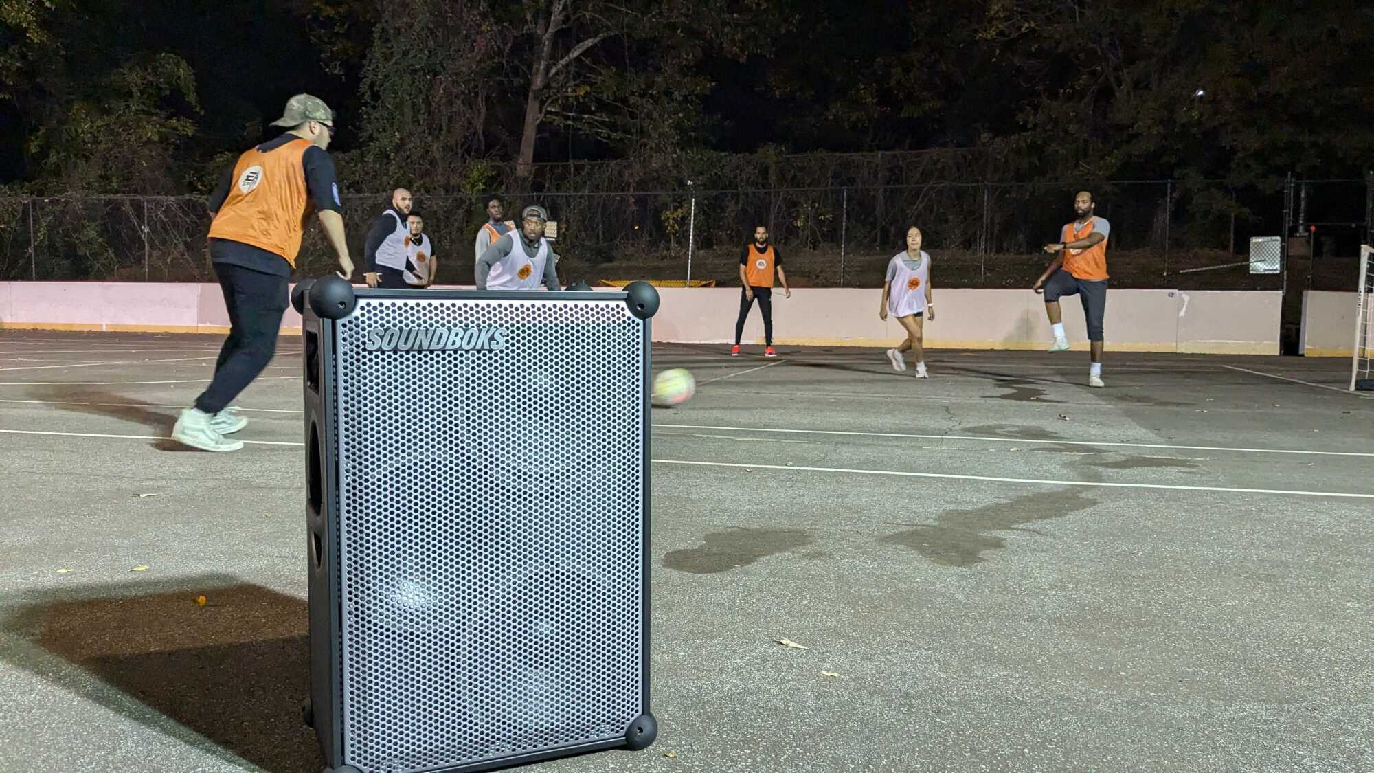 The Soundboks 4 in a soccer rink during a Street FC match.