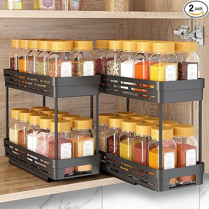 2 Packs Pull Out Spice Rack Organizer for Cabinet