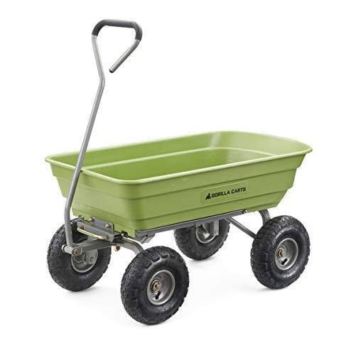 Gorilla Carts 600 Pound Capacity Heavy Duty Poly Yard Garden Steel Quick Dump Utility Wheelbarrow Wagon