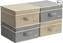 YueYue 4 Pack Small Fabric Storage Box with Lids